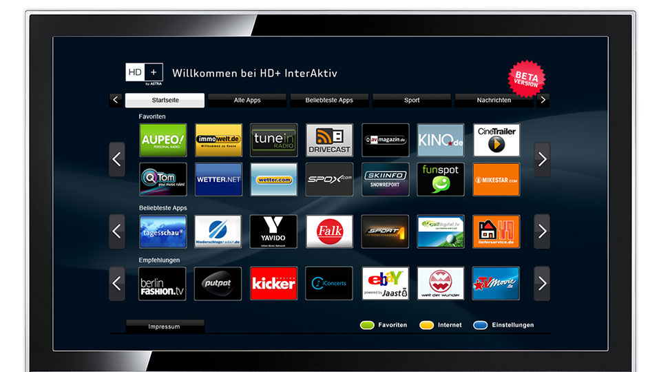 Auch die Verschlüsselungsplattform HD-Plus springt auf den Smart-TV-Zug auf und stattet Sat-Receiver mit einem eigenen Online-Portal aus. (Bild: HD+)