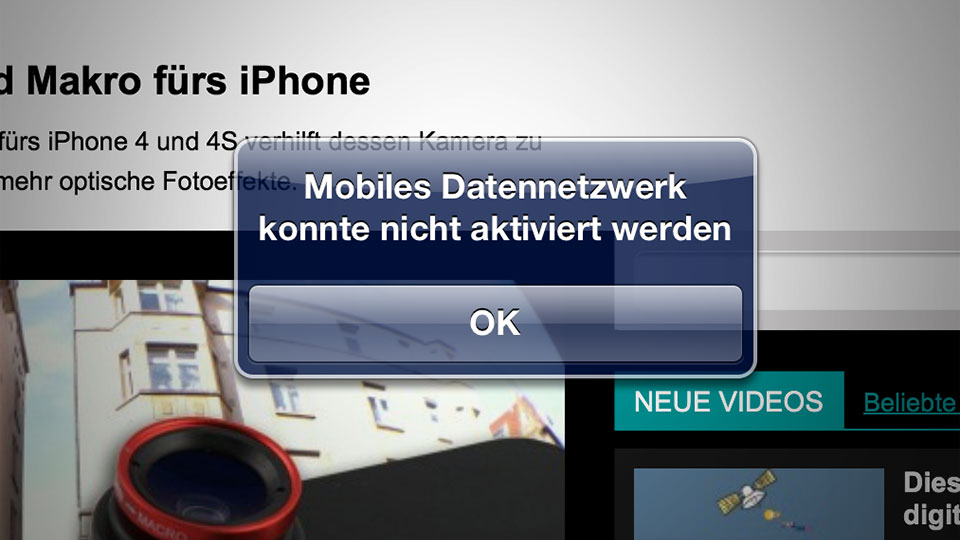 Telekom-Kunden sehen diese Fehlermeldung auf dem iPad häufiger.