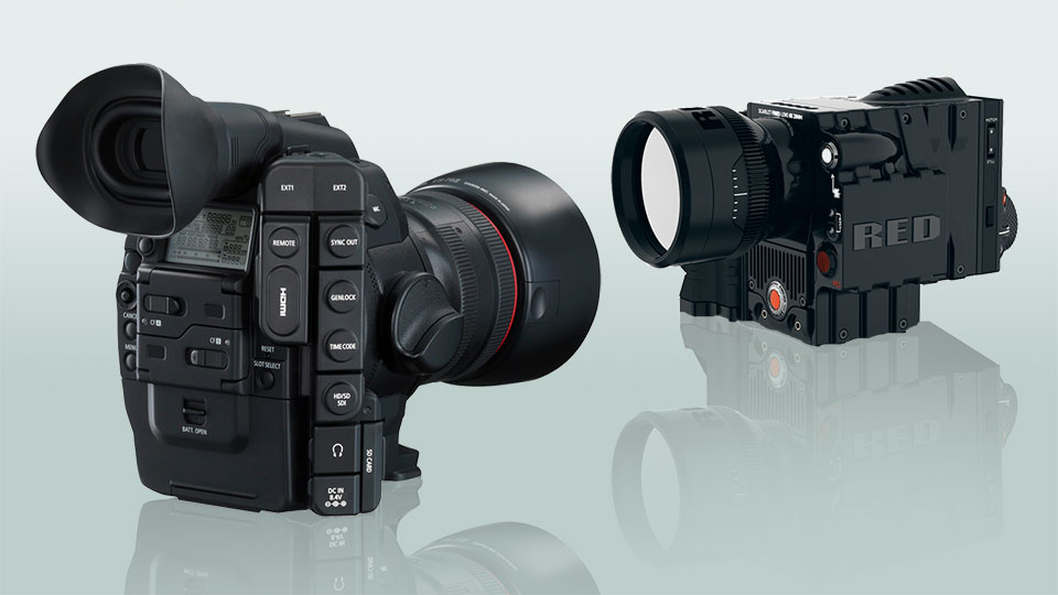 Die Canon EOS C300 und die Scarlet-X von Red: kompakte, digitale Filmkameras für Profis. (Bilder: Hersteller)