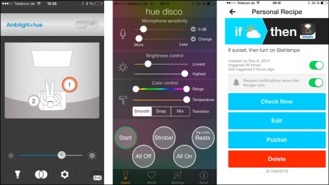 Hue-Apps für verschiedene Einsatzgebiete: Der Schwerpunkt liegt auf Lichteffekten.