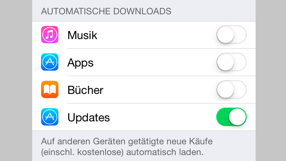 Um automatische App-Updates bis auf Weiteres zu vermeiden, die Funktion in iOS deaktivieren.