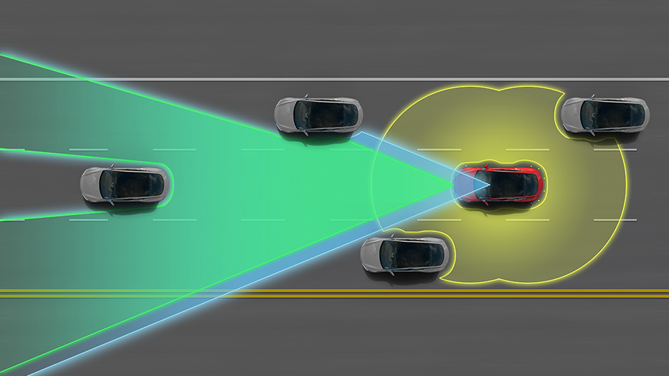 Mit Radar- und Ultraschallsensoren navigiert der Tesla durch den Verkehr. Bilder: Tesla Motors