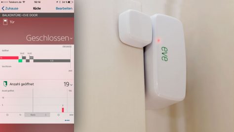 Der Tür- und Fenstersensor meldet bislang nur seinen Betriebszustand an die Eve-App.