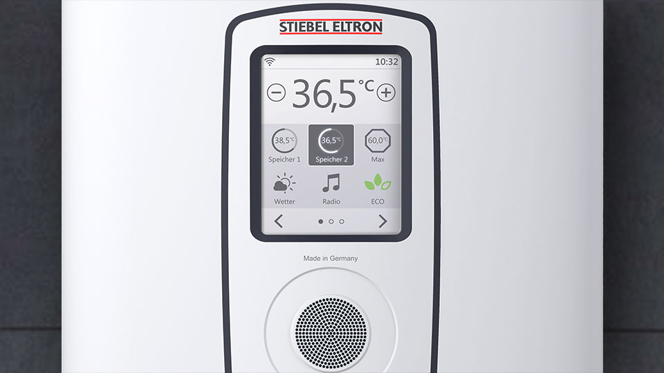Ein Touchscreen am Durchlauferhitzer von Stiebel Eltron steuert die Funktionen. 