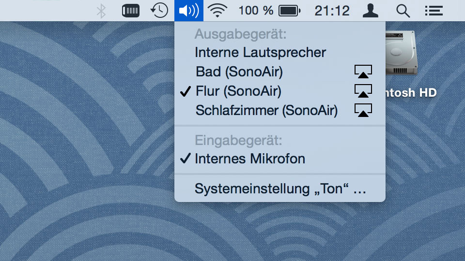 Mit SonoAir kann der Mac sein Tonsignal auf Sonos-Lautsprecher umleiten.