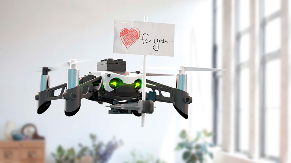 Die Mini-Drohne Mambo kann Gegenstände greifen und Plastikkugern verschießen. Bild: Hersteller