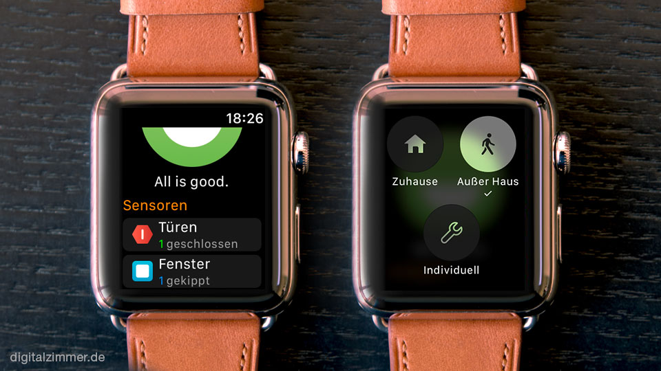 Die Apple Watch schaltet das Gigaset-Alarmsystem auf Knopfdruck scharf oder unscharf.