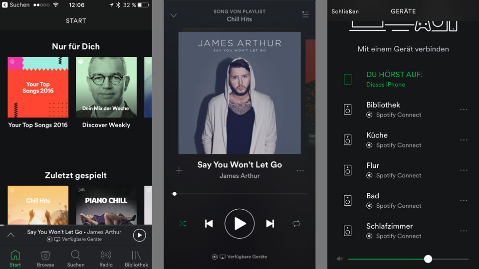 Seit Software-Version 7.0 erscheinen Sonos-Player als Spotify-Connect-Geräte in der App.