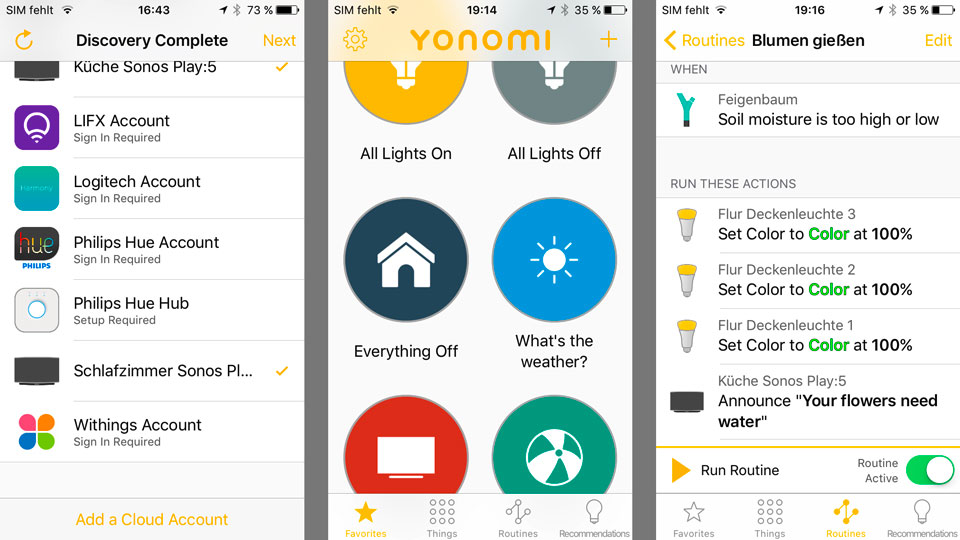 Yonomi aus den USA ist App-basiert. Es gibt keinen Zugriff auf das System per Internet-Browser.