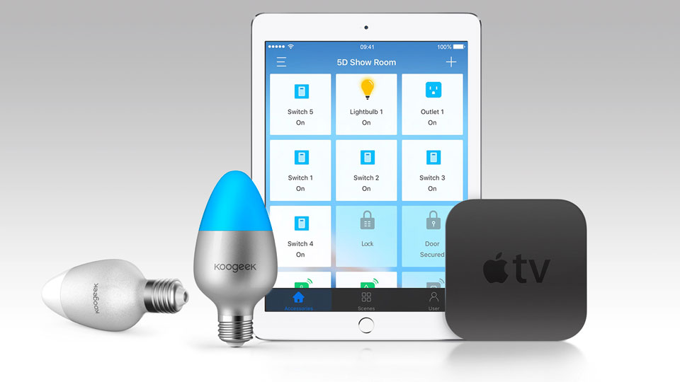 Für die Steuerung von unterwegs aus benötigt die HomeKit-Lampe ein Apple-TV. Bild: Koogeek