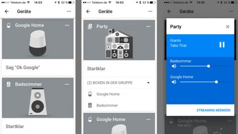 In der Google-Home-App lassen sich Lautsprechergruppen bilden und speichern.