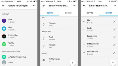 Die App zum Google Home verknüpft den Lautsprecher mit Smarthome-Geräten.