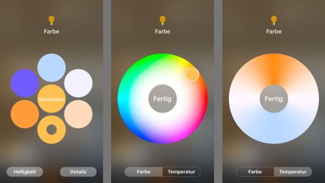 Sechs Lichtfarben lassen sich in der Home-App speichern und bearbeiten. ©digitalzimmer