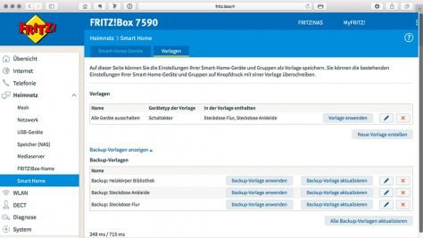 Die Fritzbox speichert Smarthome-Einstellungen auf Wunsch als Vorlage. ©digitalzimmer