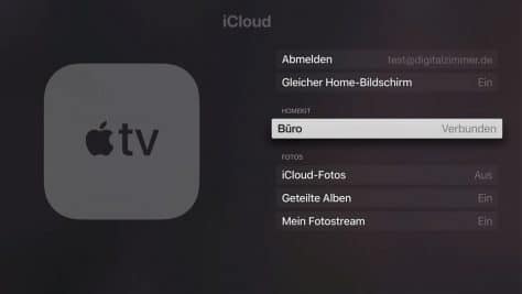 Die Anmeldung in der iCloud macht ein Apple TV zur HomeKit-Zentrale. ©digitalzimmer