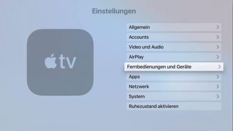 Schritt 1: Am Apple-TV den Menüpunkt „Fernbedienungen und Geräte“ öffnen. ©digitalzimmer