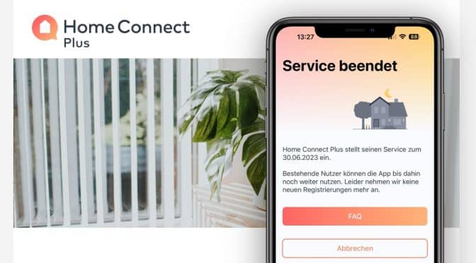 Home Connect Plus stellt den Betrieb ein
